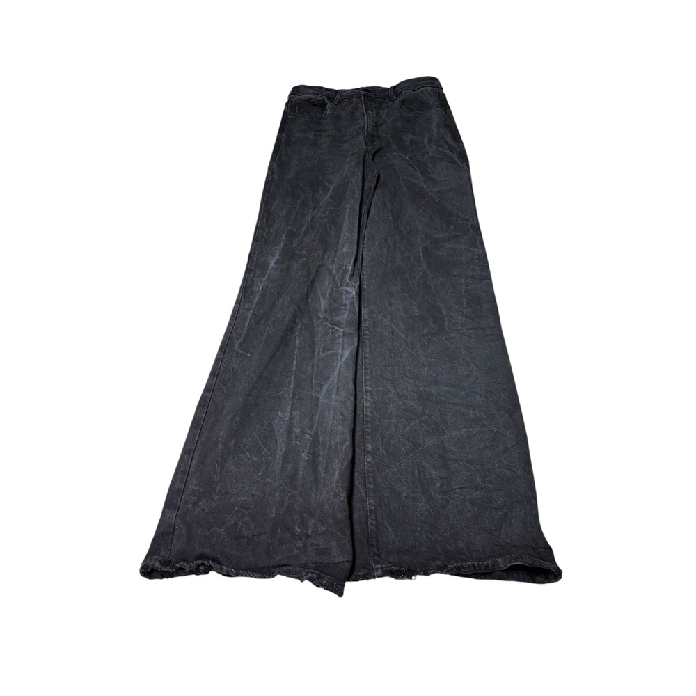 Good American Good Waist Palazzo Jeans Black Acid Wash Wide Leg Women 10/30 L34